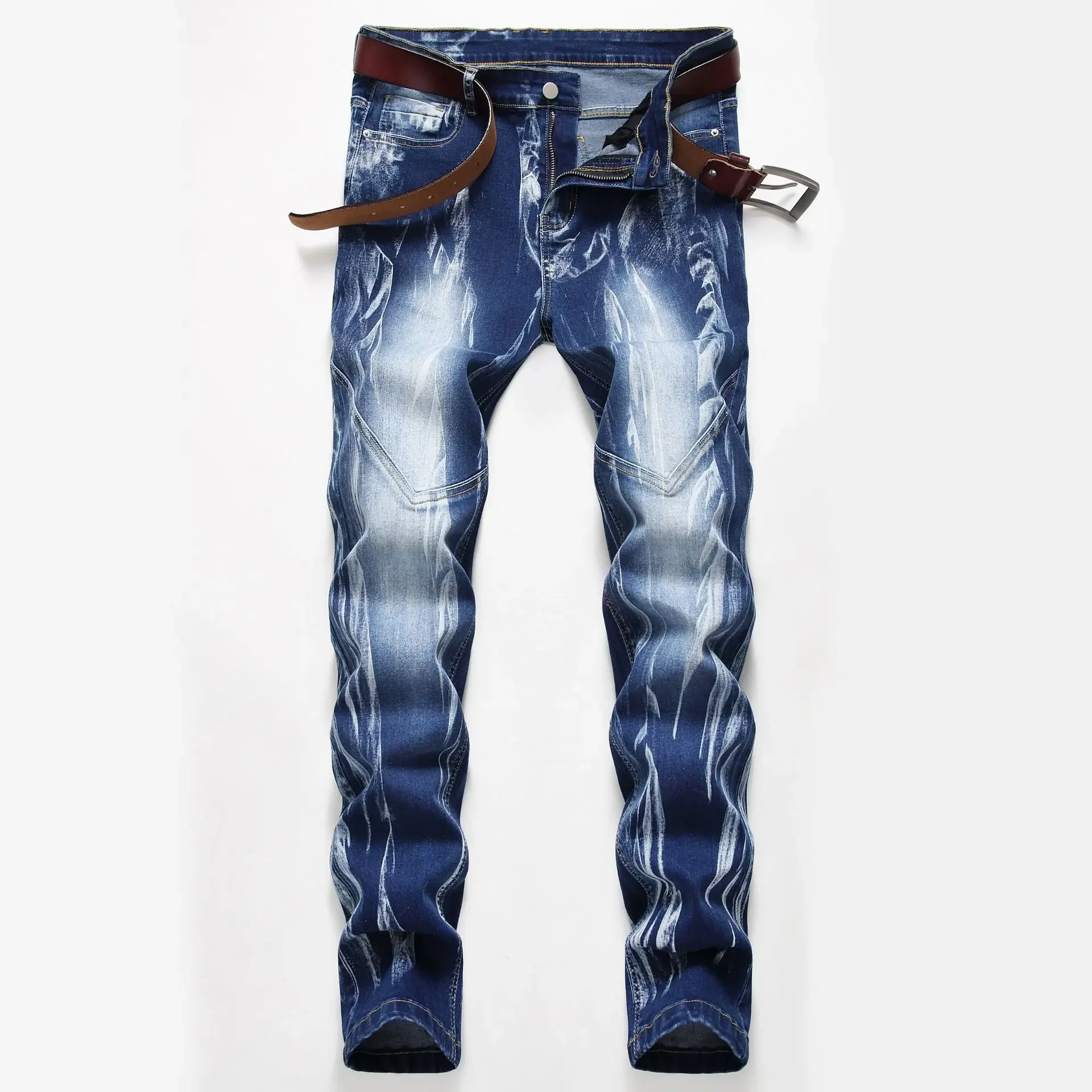 Streetwear Brand Denim - Pantalones vaqueros ajustados elásticos con estampado